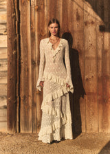 LACE LONG DRESS CREAM