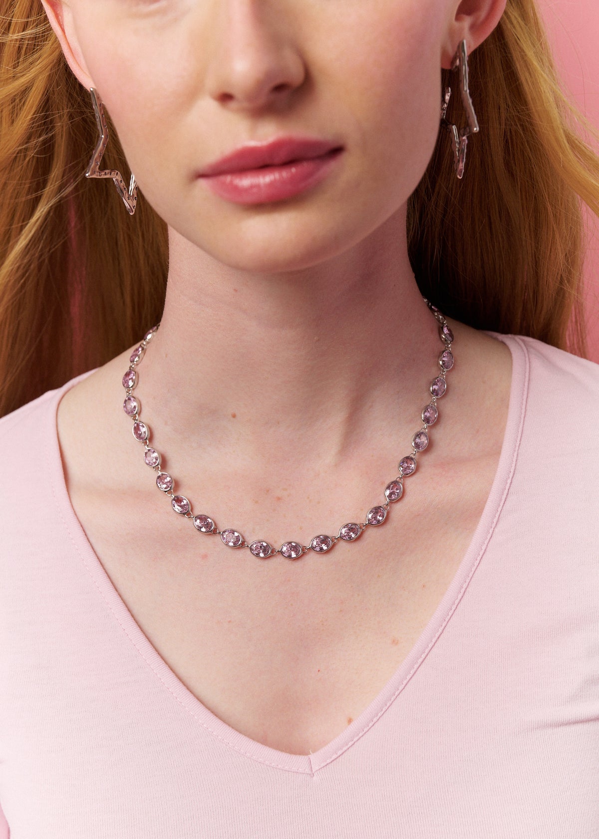 BRAT PINK NECKLACE IN SILVER